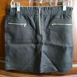 LOFT Lou & Grey Size S 100% linen black skirt with zipper accents. New No Tag